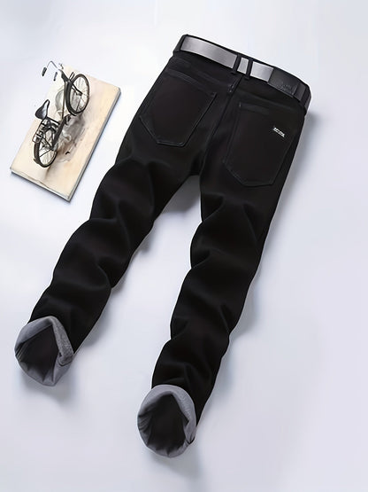 Men's black casual trousers with belt loops