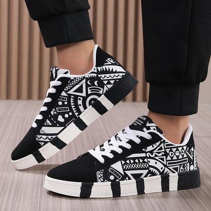 Men's sneakers with colorful geometric pattern – street style casual shoes for outdoor and everyday use