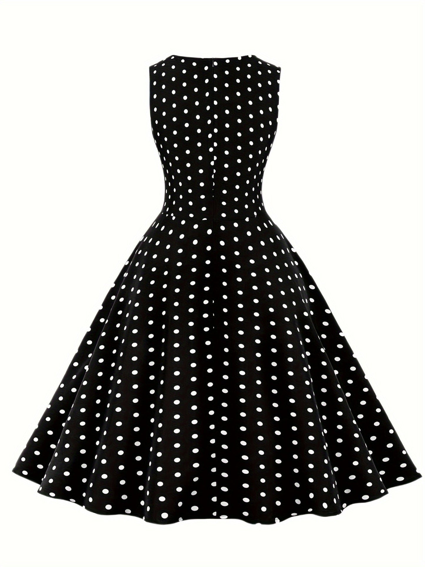 Women's Vintage Polka Dot Fit & Flare Dress for Festive Occasions and Everyday Wear