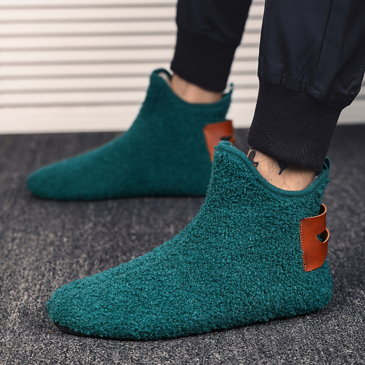 Unisex Teddy Fleece Slipper Ankle Boots, Soft, Warm Faux-Fur Look