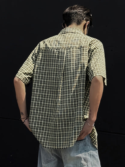 Herren Kurzarm Karo Freizeithemd – Lässiger Oversize Style für Alltag & Streetwear
