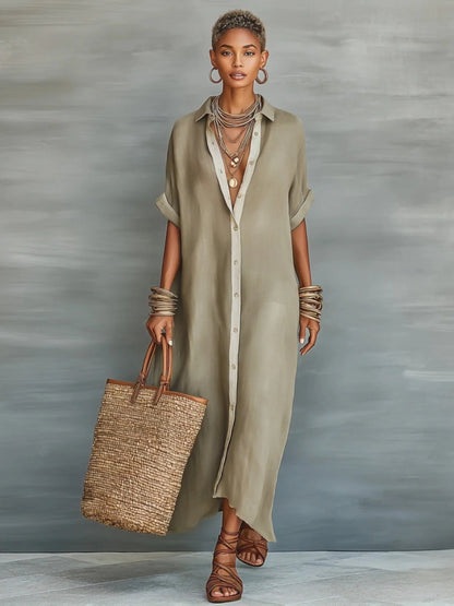 Women's Maxi Shirt Dress in Casual Boho Style for Vacation and Summer