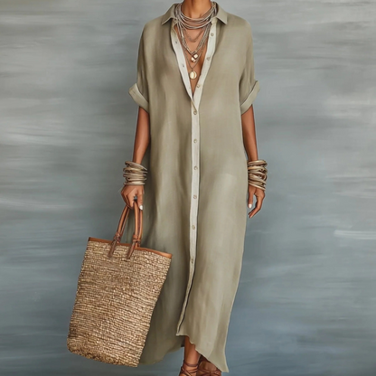 Women's Maxi Shirt Dress in Casual Boho Style for Vacation and Summer