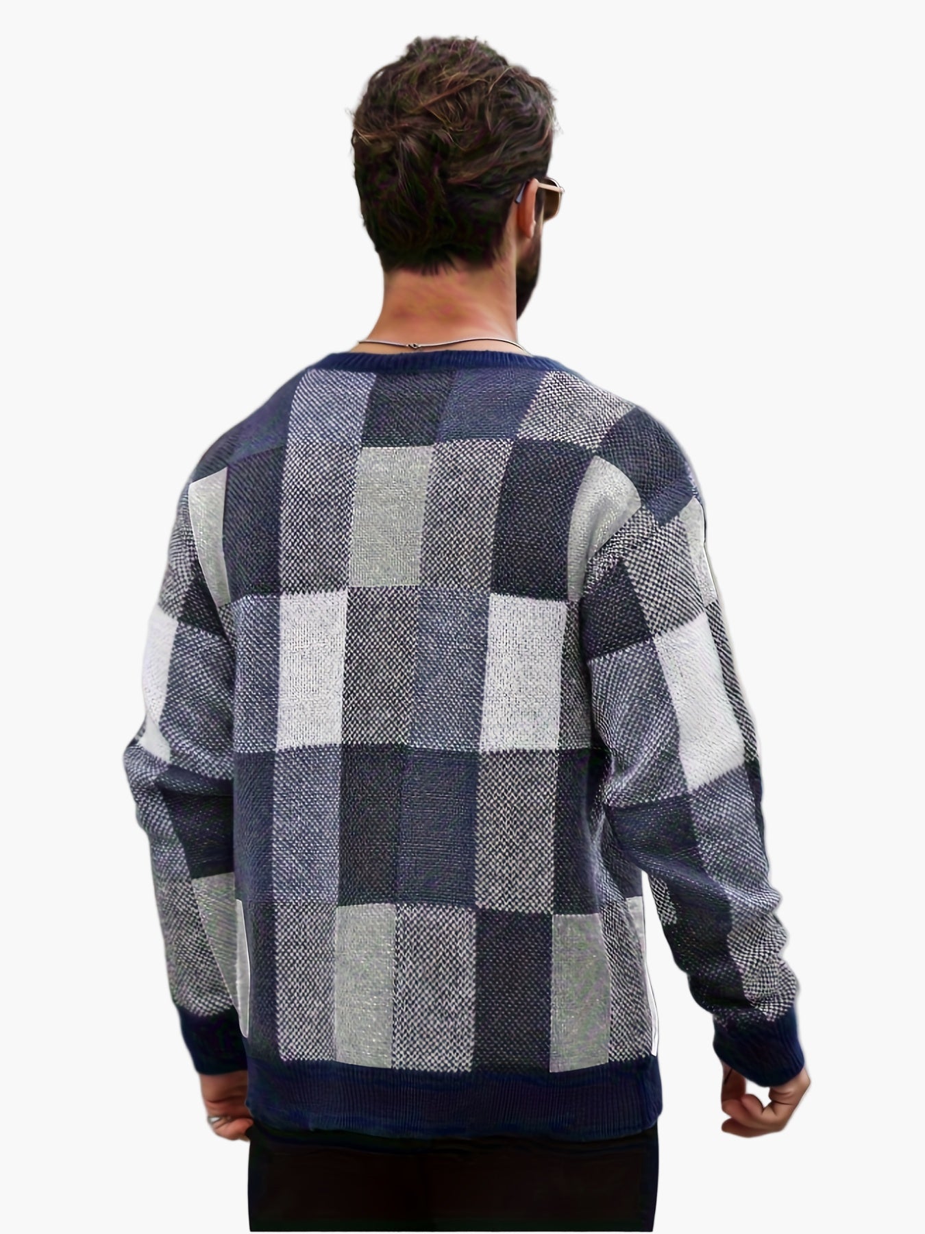 Herren Karierter Strickpullover im Lässigen Stil für Herbst und Winter