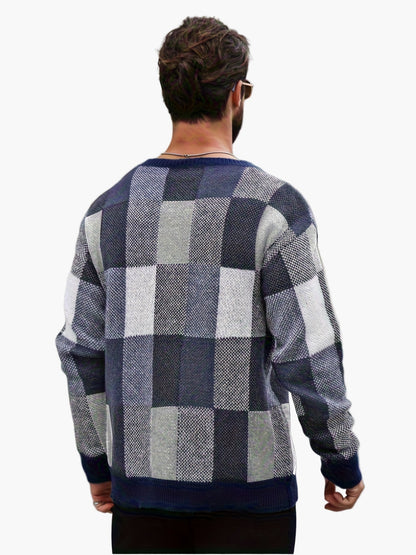 Herren Karierter Strickpullover im Lässigen Stil für Herbst und Winter