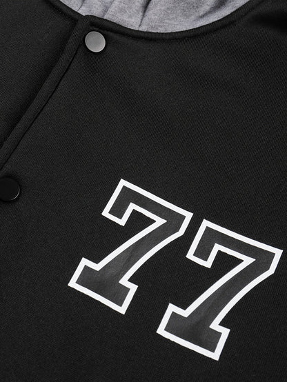 Men's two-tone hooded jacket with snap buttons