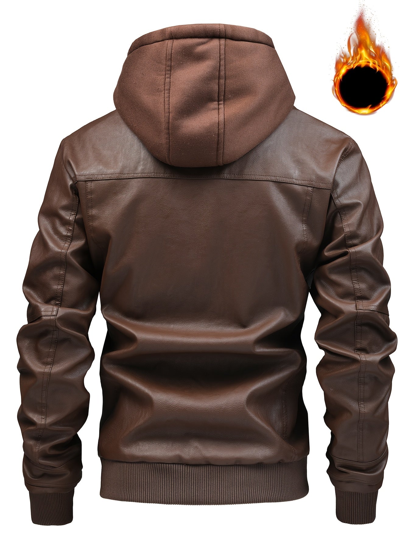 Herren Bomberjacke mit Kapuze, Reißverschluss und Rippbündchen, Braun
