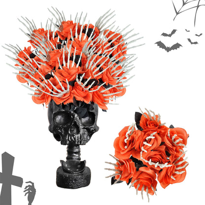 Halloween decoration artificial flowers roses with skeleton hand – spooky party decoration