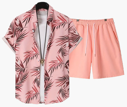 Herren Sommer Set – Kurzarm Hawaiihemd und Shorts, Freizeit Outfit für Urlaub & Alltag