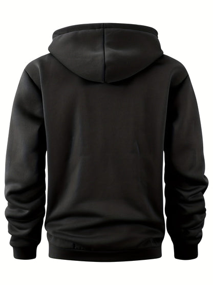 Men's hoodie with half-zip, kangaroo pocket & chest pocket, hooded sweatshirt