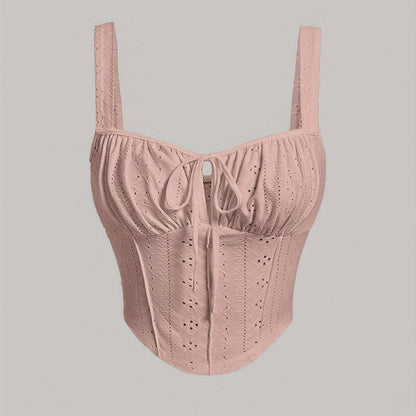 Women's Bustier Top with Broderie Anglaise and Lacing – Fashionable Summer Corset for Casual Wear and Parties