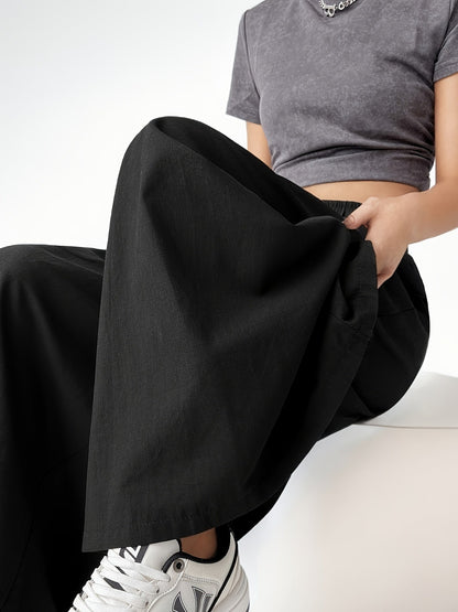 Women's Wide-Leg Culotte Pants for Leisure and Everyday Wear, Trendy Palazzo Pants, Loose Fit Design