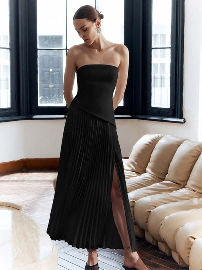 Women's Elegant Strapless Evening Maxi Dress – Modern Design for Festive Occasions and Galas