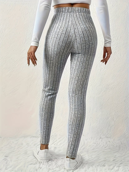 Ribbed leggings for women, high-waisted, slim fit, butterfly detail