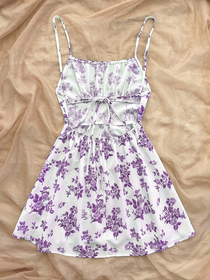 Women's Summer Mini Dress with Floral Pattern – Playful Casual Dress for Vacation & Everyday Wear