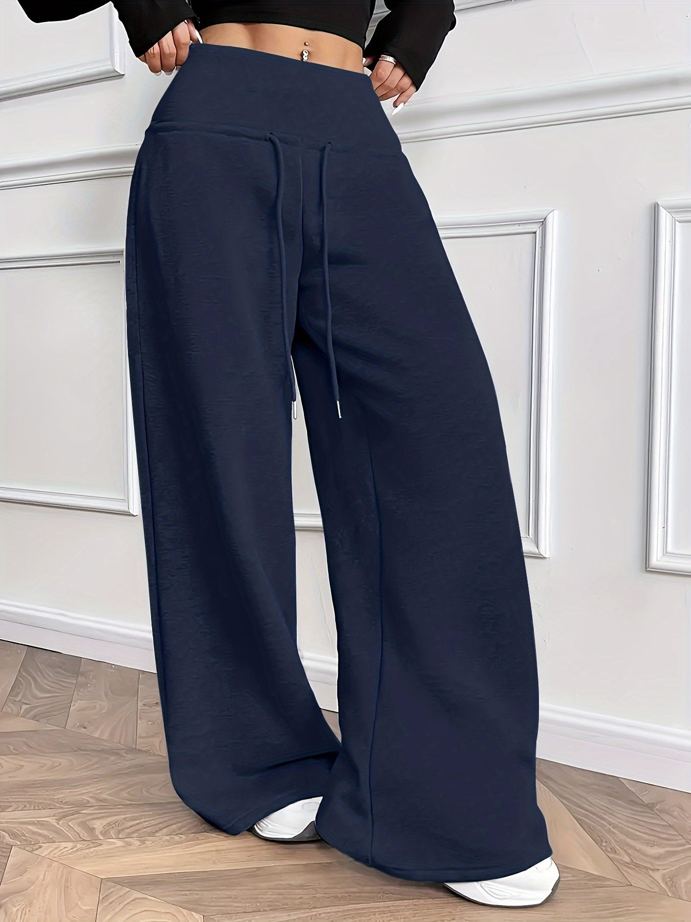 Weite Freizeithose mit Kordelzug Hoher Bund Damen
