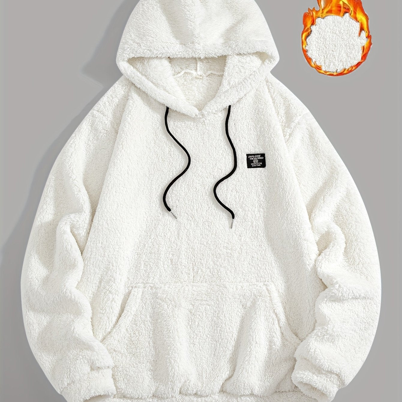 Unisex teddy fleece hoodie with a kangaroo pocket and hood