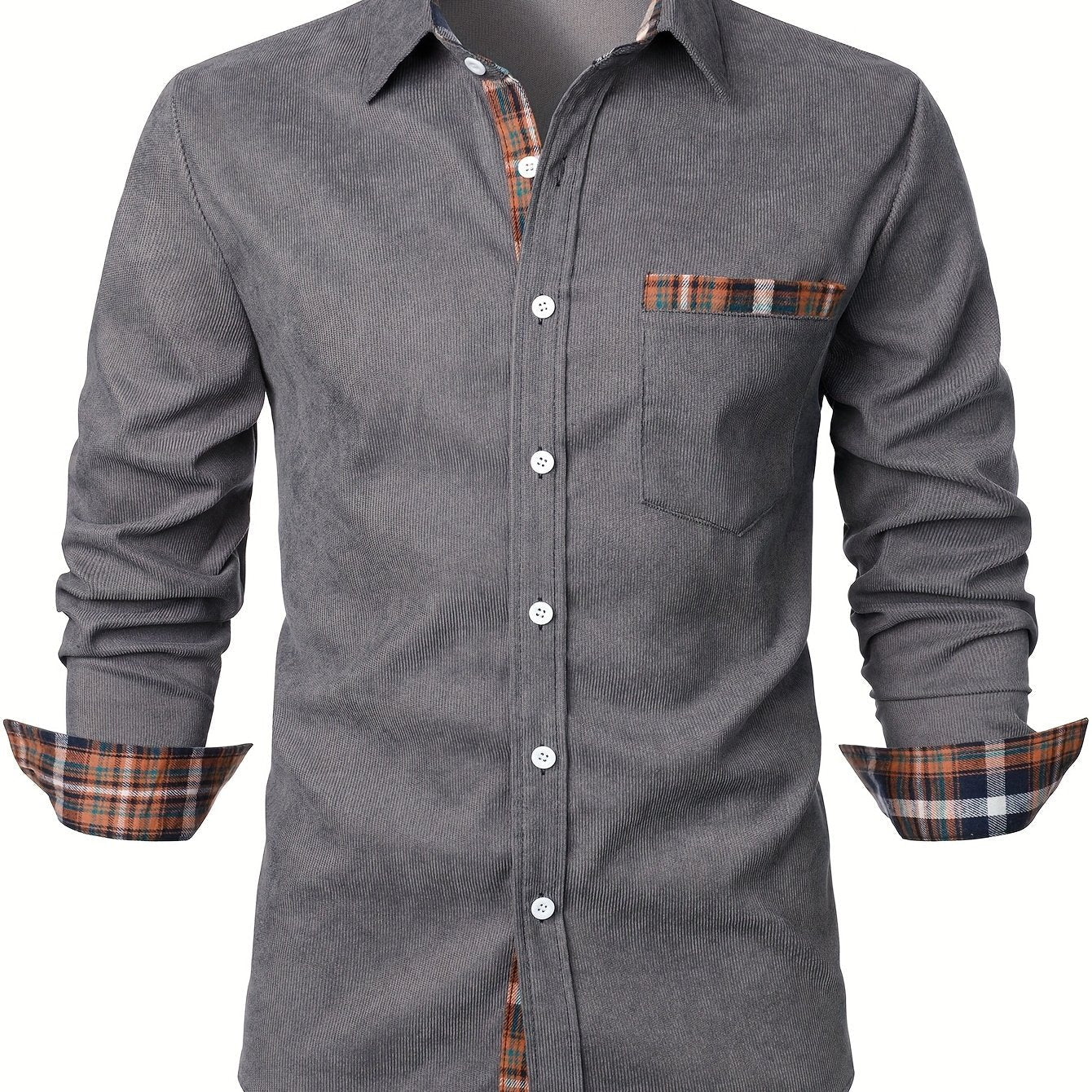 Men's Modern Fit Casual Shirt with Check Details – Stylish Long-Sleeve Shirt for Everyday and Office Wear