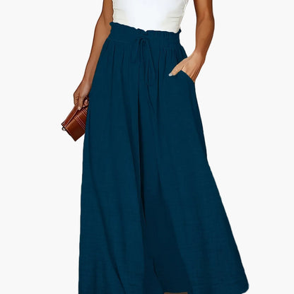 Women's Elegant Wide High Waist Palazzo Pants with Pockets – Perfect for Office & Leisure