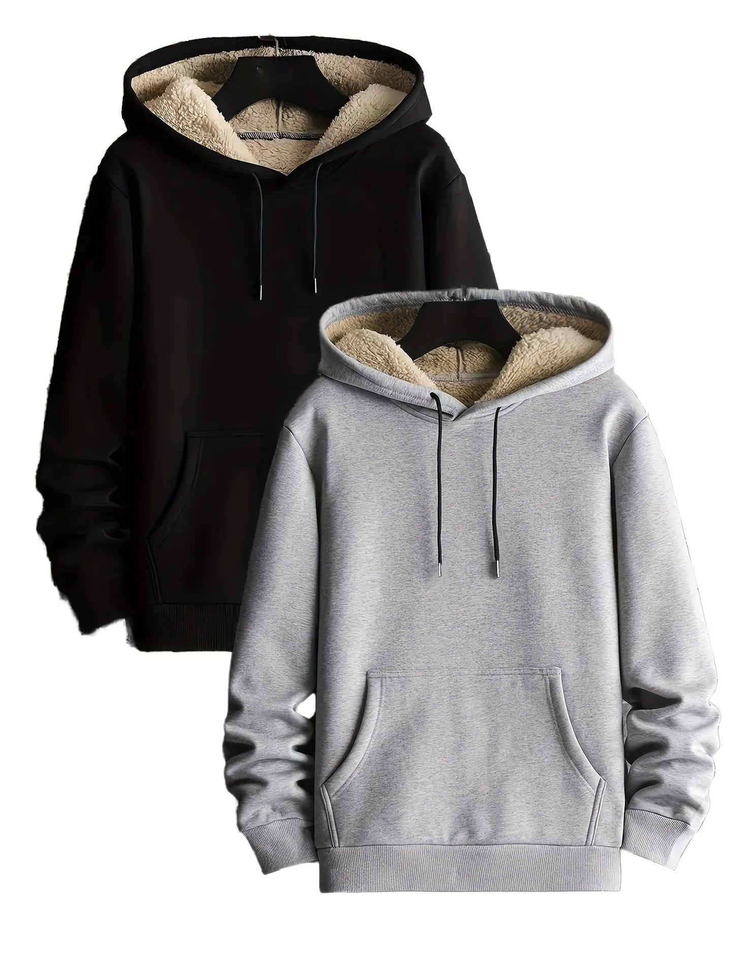 Hoodie set, 2-pack, with teddy lining; lined, warm hooded sweatshirt