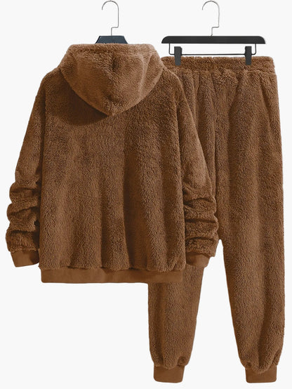 Men's Teddy Lounge Set Hoodie & Sweatpants – Cozy Leisure Outfit for Home & Everyday Use
