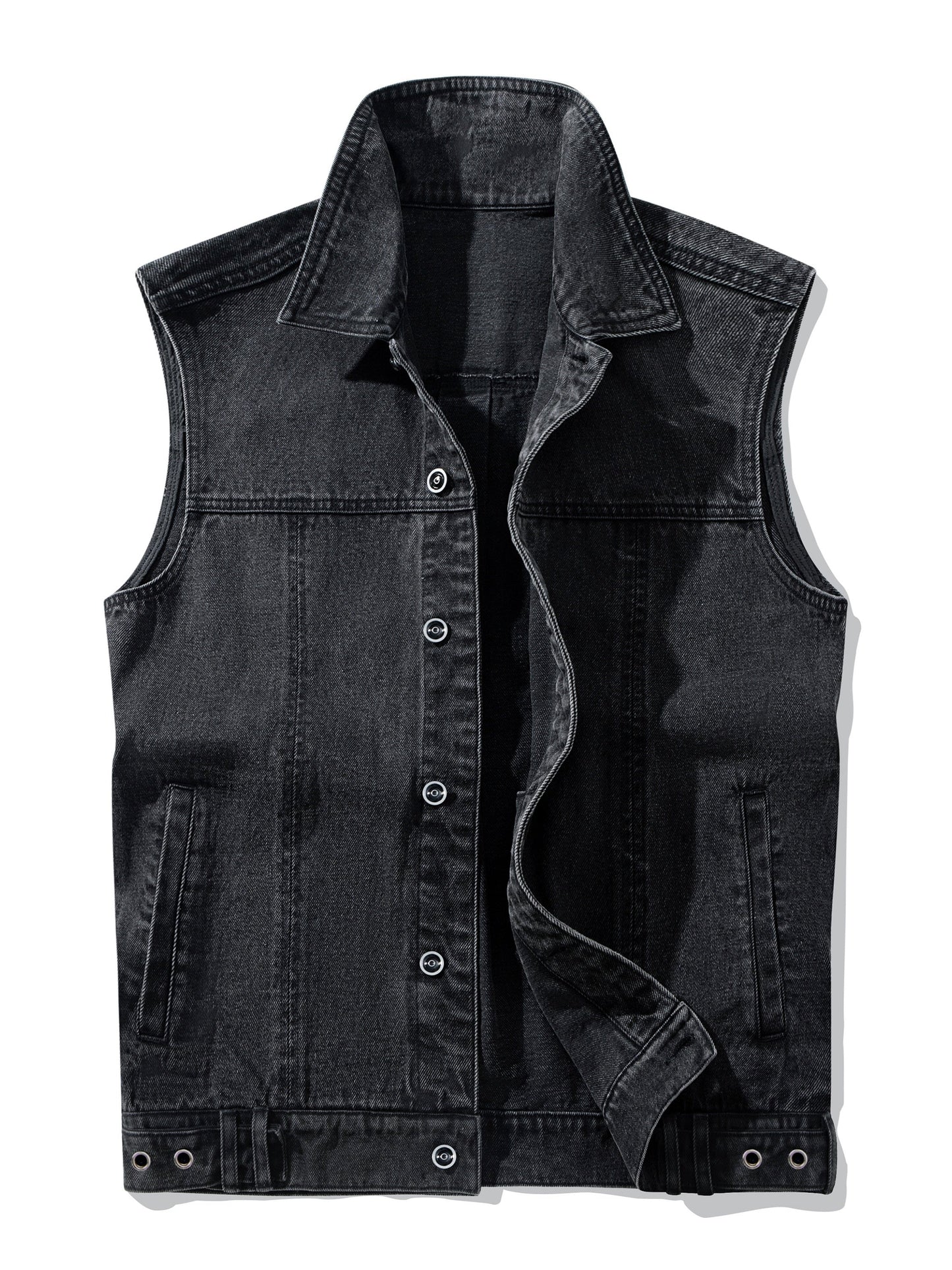 Men's Casual Style Denim Vest for Spring and Autumn – Sleeveless Vest with Button Front and Notched Collar