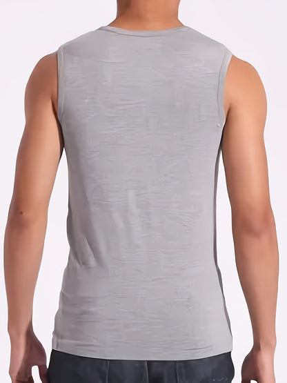 Men's slim fit tank top – Ideal for sports and leisure, ribbed basic top