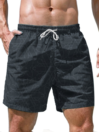 Men's swim shorts with modern print – Comfortable casual pants for beach and pool