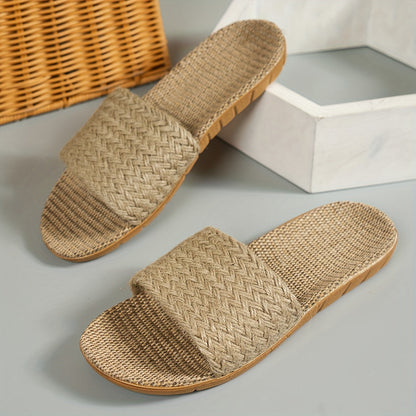 Women's Comfortable Summer Sandals in Casual Style – Flat Slip-Ons, Comfortable House Slippers, Open Toes