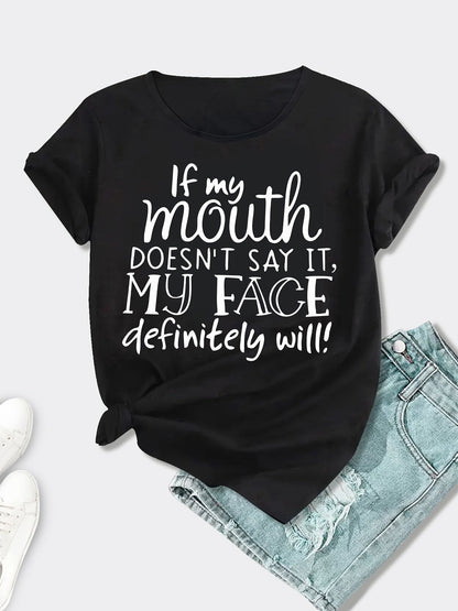 Women's Funny Statement T-Shirt with Saying – Loose Summer Top for Everyday & Leisure