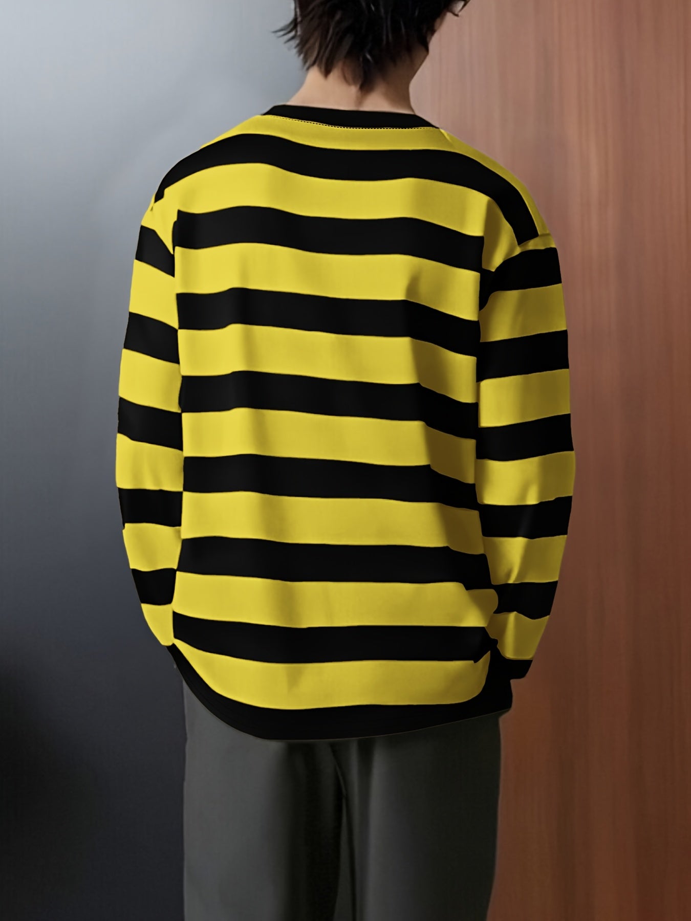Gestreiftes Langarmshirt Rundhals Casual Passform