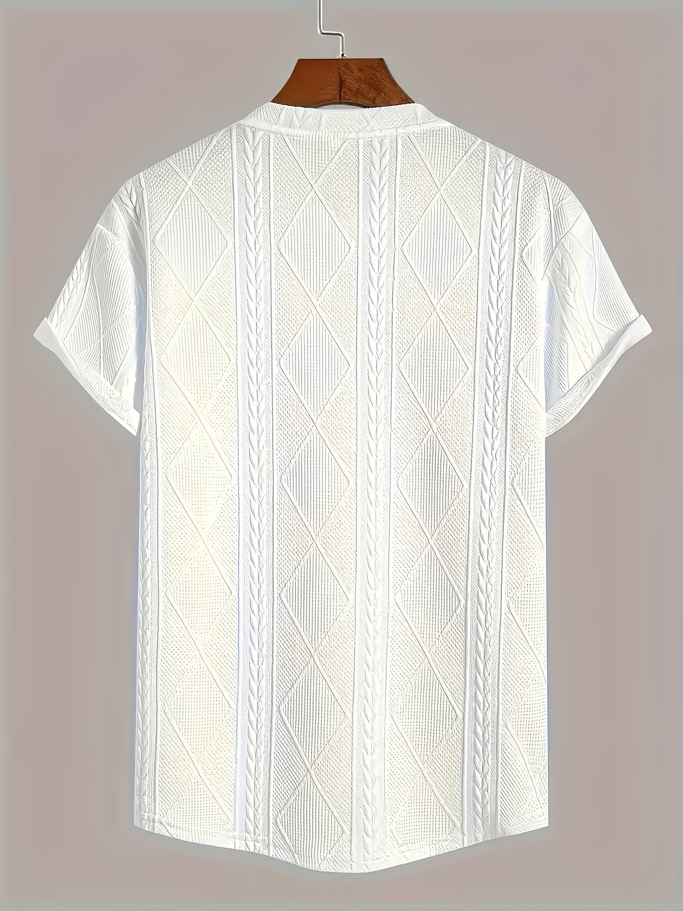 Men's T-shirt with knit pattern look, short sleeves, casual style, ideal for everyday wear and leisure