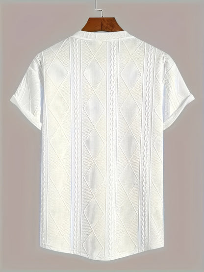 Men's T-shirt with knit pattern look, short sleeves, casual style, ideal for everyday wear and leisure