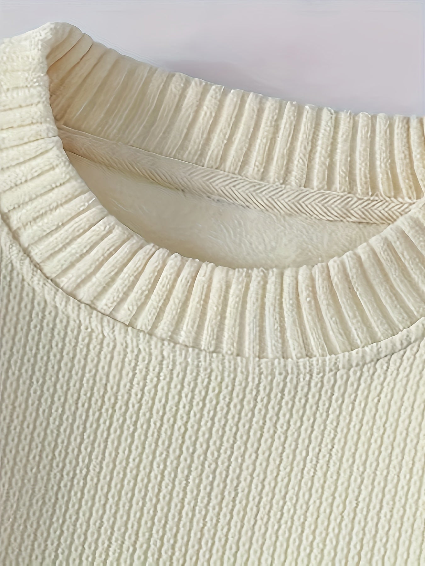 Unisex Langarm Pullover mit Ellbogen-Patches, Rundhalsausschnitt, gerippter Saum