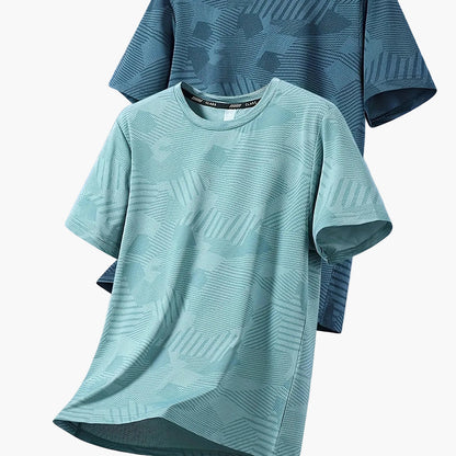 Herren Freizeit T-Shirt Set – Atmungsaktive Sommer Oberteile im tropischen Stil, ideal für Alltag und Sport