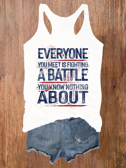 Women's Statement Tank Top Set – Be Kind & Everyone Fights Their Own Battle – Casual Graphic Summer Fashion