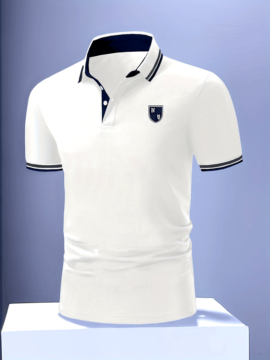 Men's Casual Style Polo Shirt with Contrast Collar – Short Sleeve, Summer, Leisure