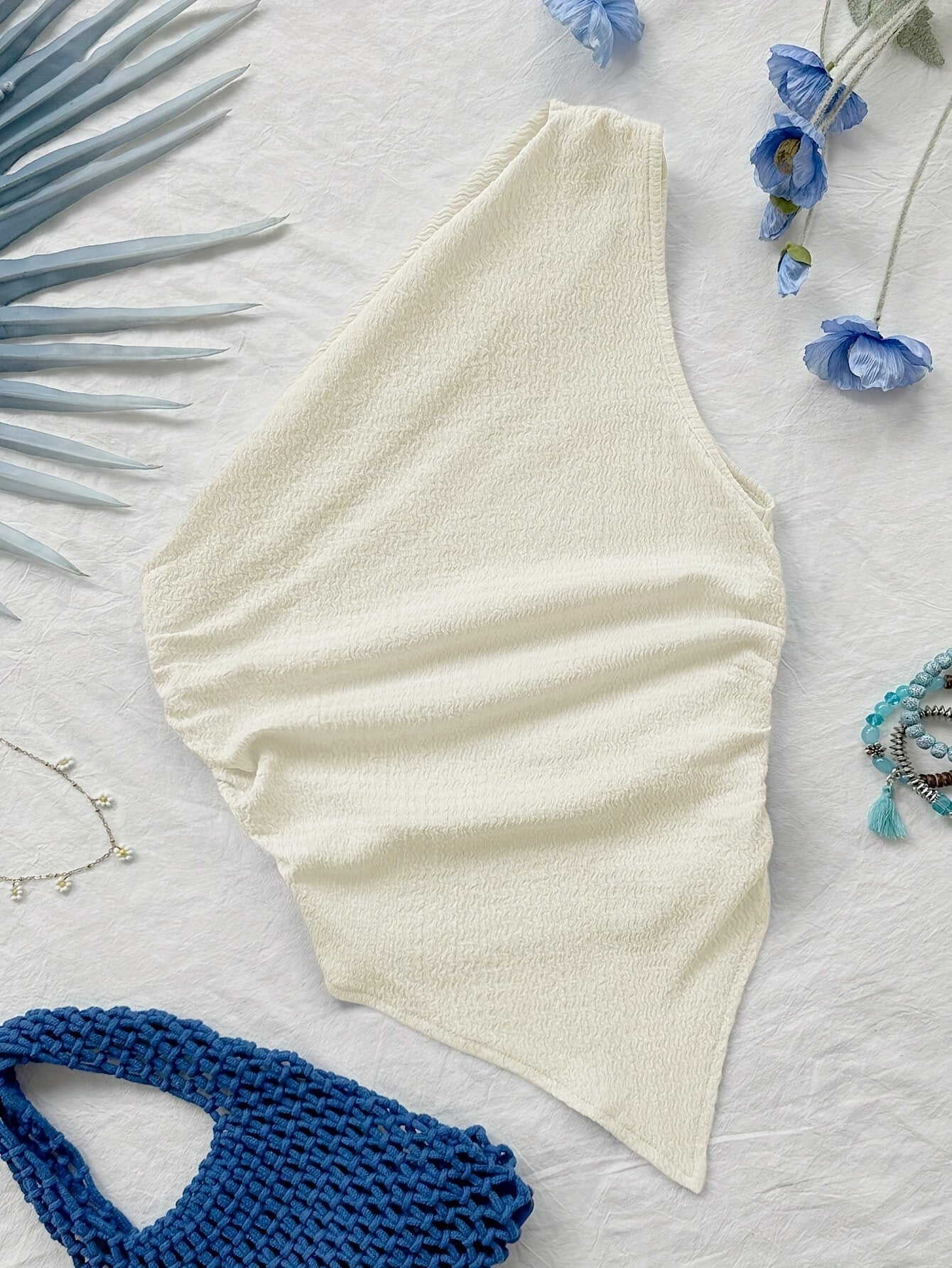 Damen Asymmetrisches Freizeit-Top mit Blumenmuster für den Sommer