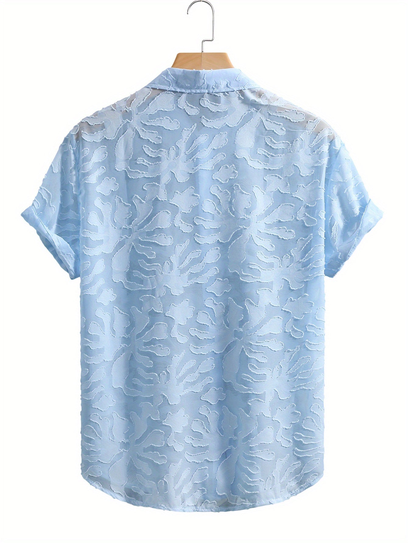 Men's Short-Sleeve Resort Shirt with Raised Floral Pattern – Stylish Summer Shirt for Vacation & Leisure