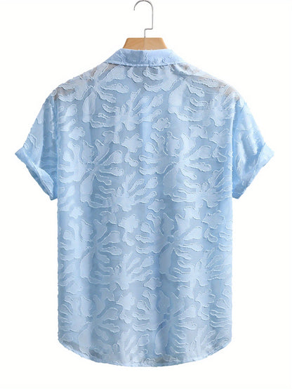 Men's Short-Sleeve Resort Shirt with Raised Floral Pattern – Stylish Summer Shirt for Vacation & Leisure