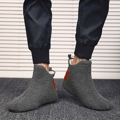 Unisex Teddy Fleece Slipper Ankle Boots, Soft, Warm Faux-Fur Look