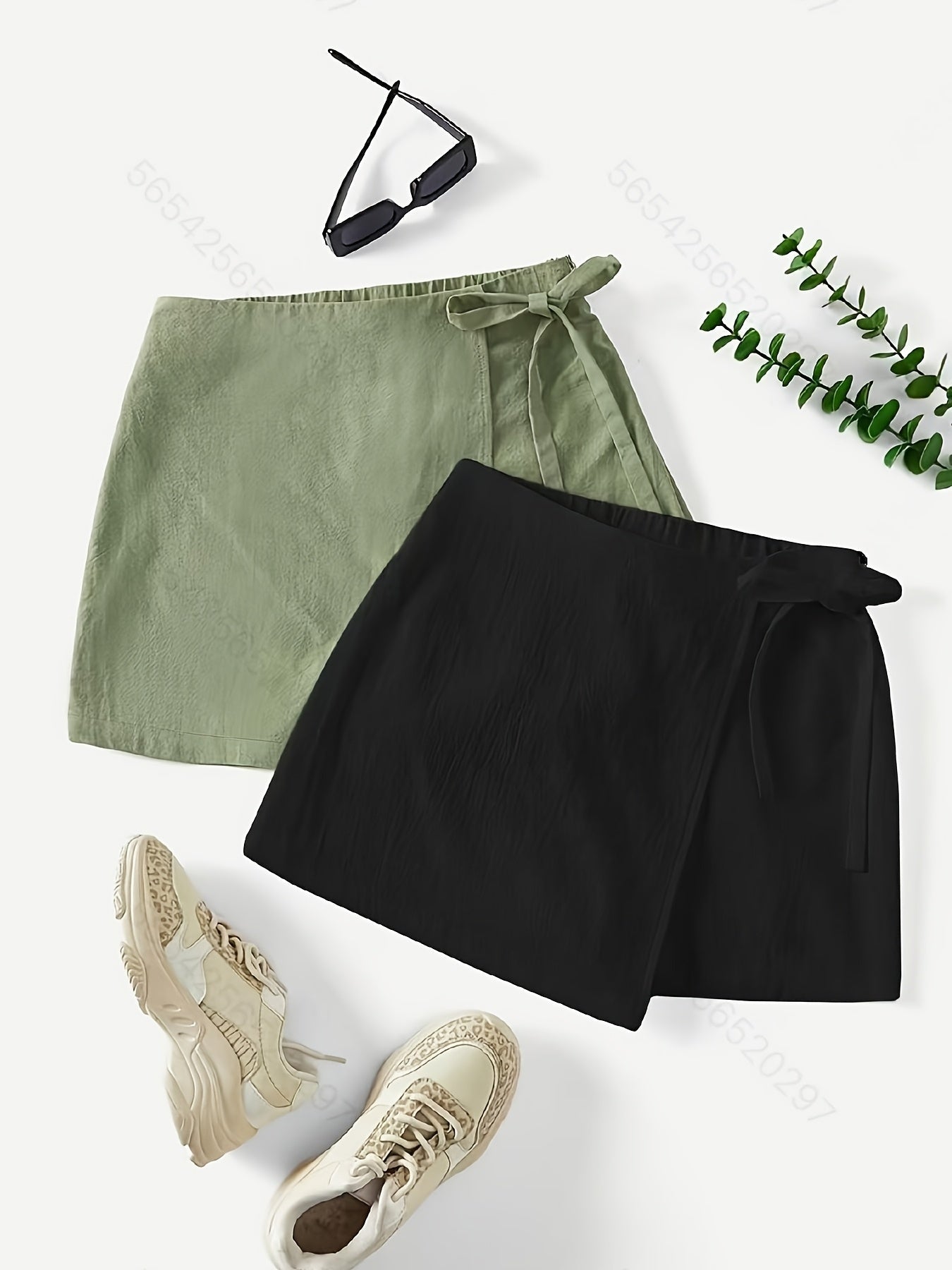 Women's Wrap Skirt with Bow and Tank Top – Elegant Summer Street Style Look