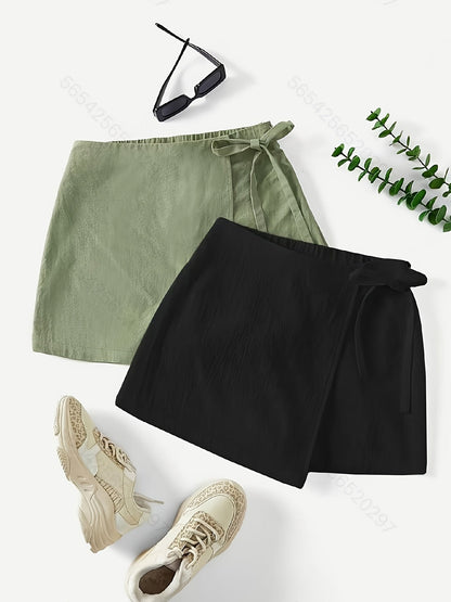Women's Wrap Skirt with Bow and Tank Top – Elegant Summer Street Style Look