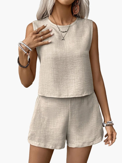 Women's Summer Overall Set – Elegant Sleeveless Jumpsuit with Shorts, Ideal for Leisure & Vacation