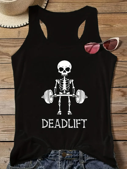 Women's Tank Top Deadlift Skeleton Fun Fitness Design Sports Shirt