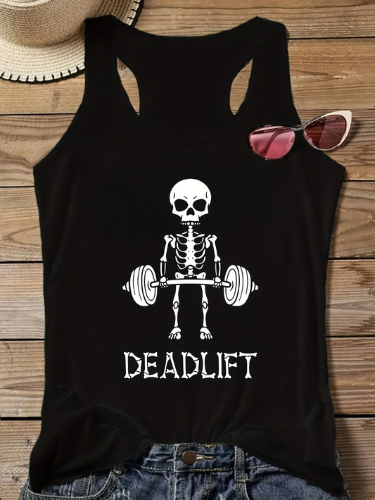 Women's Tank Top Deadlift Skeleton Fun Fitness Design Sports Shirt