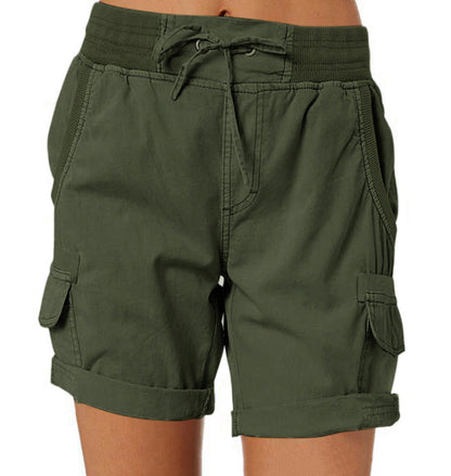 Women's Cargo Shorts Leisure Summer with Drawstring, Elastic Waistband and Pockets – Comfortable Outdoor & Casual Bermuda Shorts