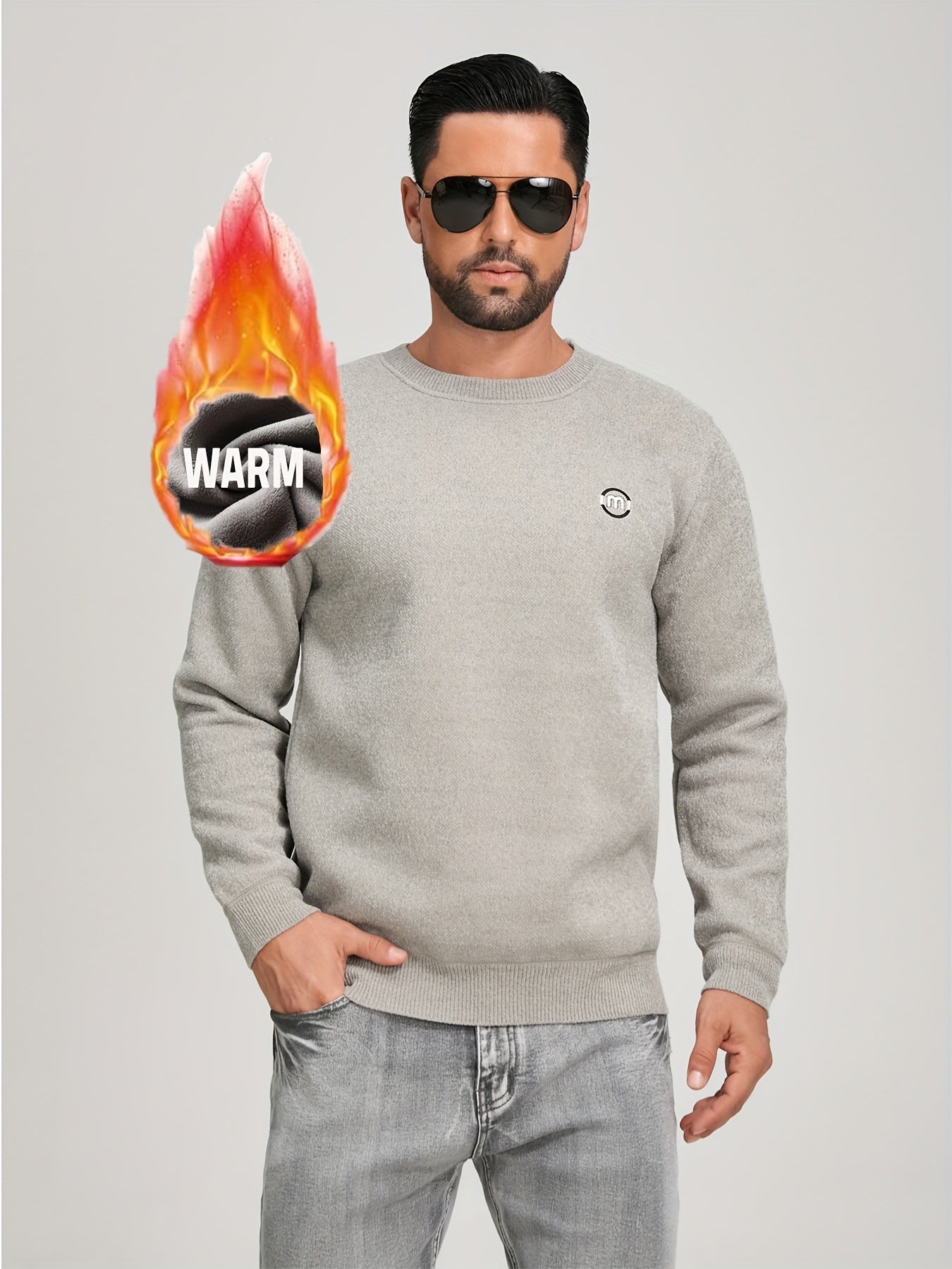Unisex long-sleeve pullover with a crew neck and ribbed cuffs, lined