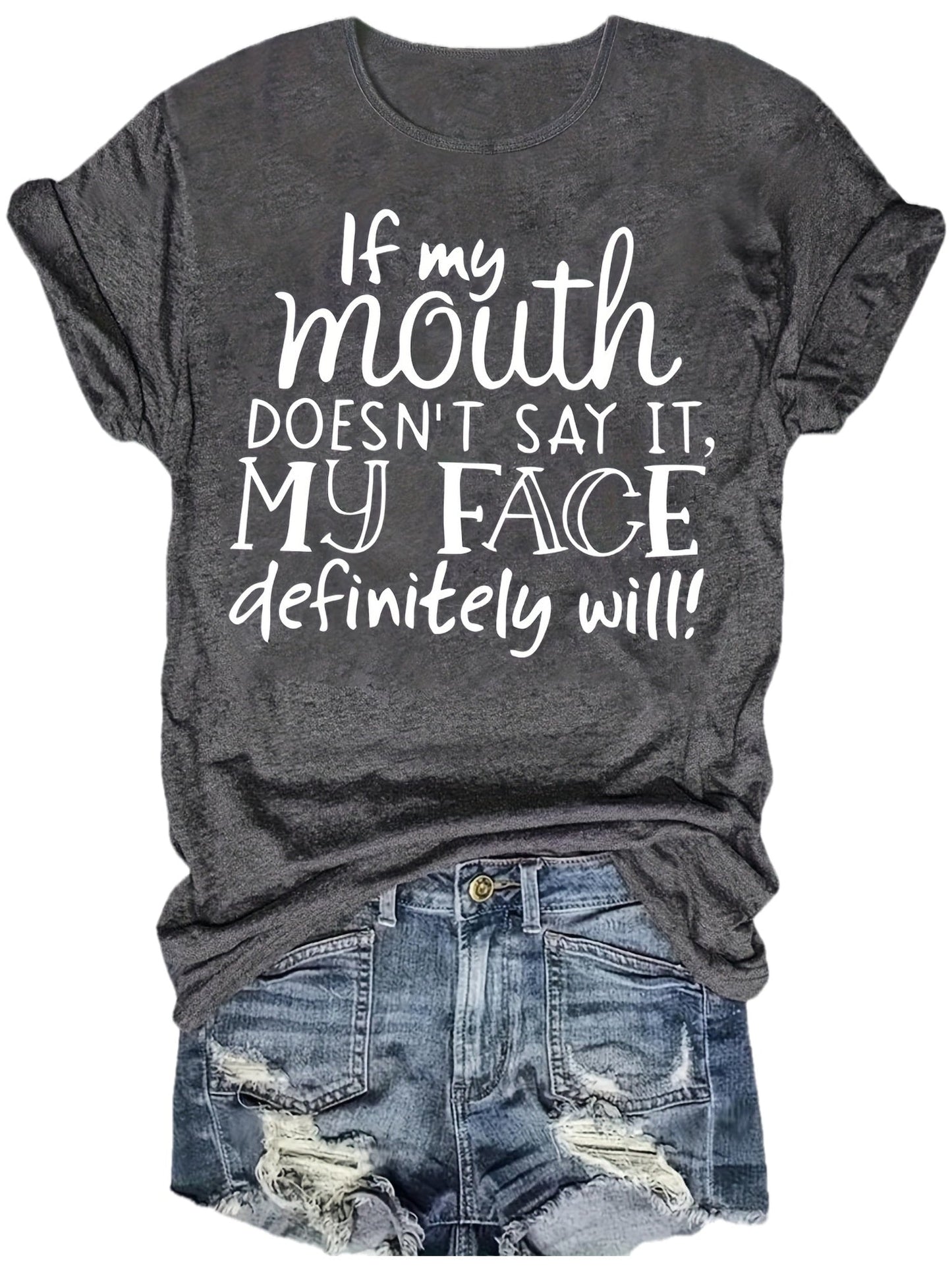 Women's Funny Statement T-Shirt with Saying – Loose Summer Top for Everyday & Leisure