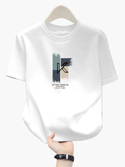 Men's T-shirt with modern K-print, casual, streetwear style, ideal for everyday and leisure use